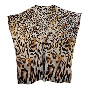 Chico's Kimono Robe Leopard Animal Print Cover-Up Size XL